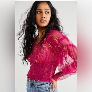 NWOT Free People Time For Shine Mesh Top Size L